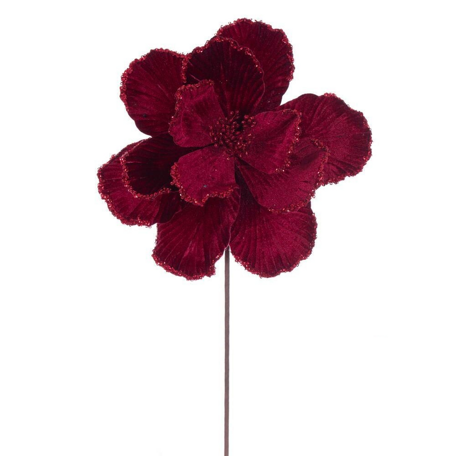 20" Velvet Magnolia 10" Flower - Set of 3 - Burgundy Burgundy – Bag of 3