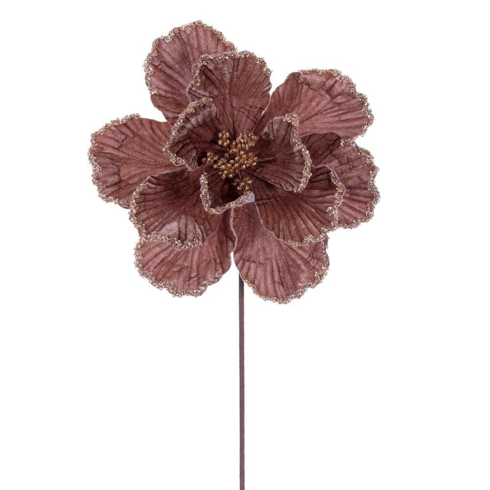 20" Velvet Magnolia 10" Flower - Set of 3 - Mocha — view 1