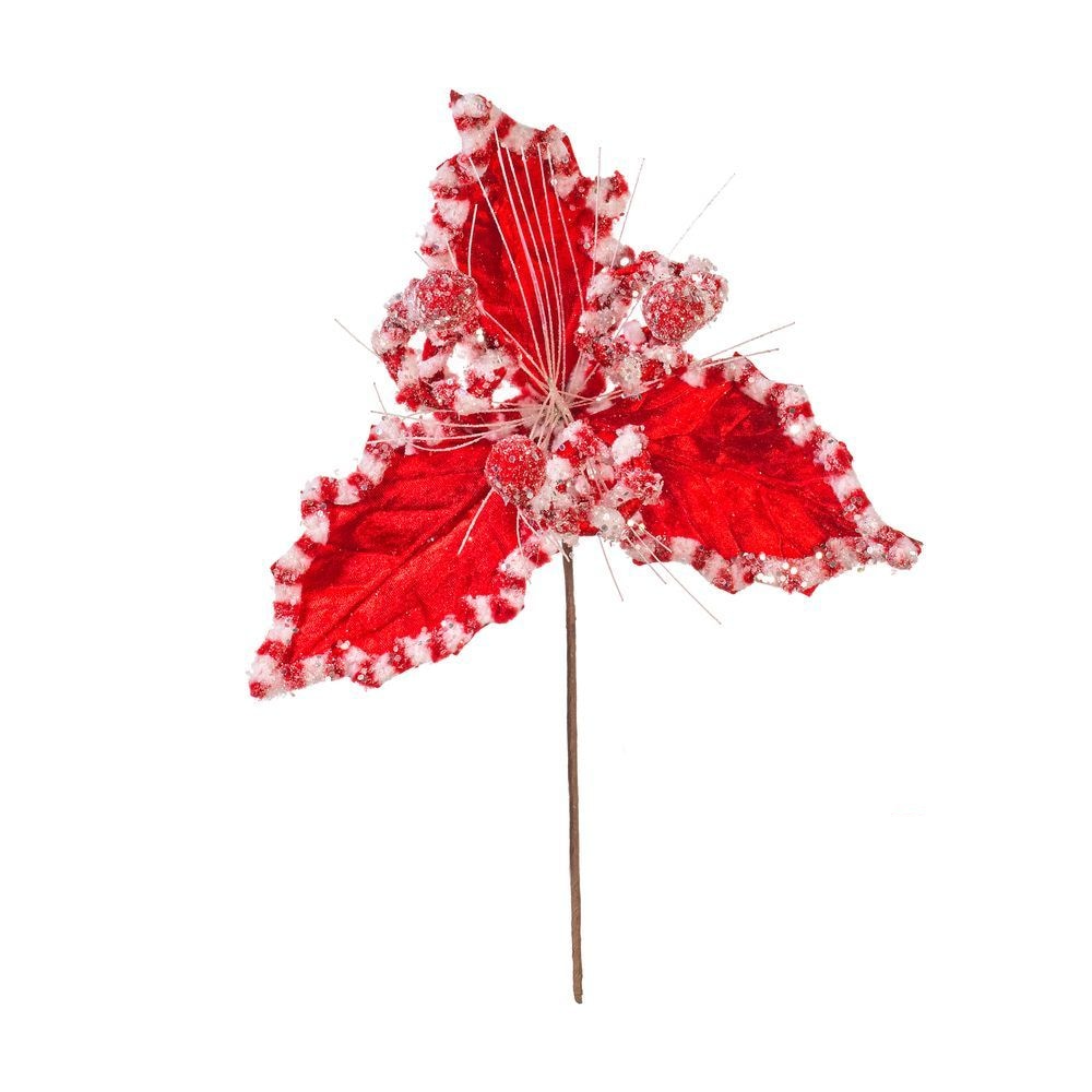 20" Red/White Holly Leaf Curly Spray - Set of 3 — view 2