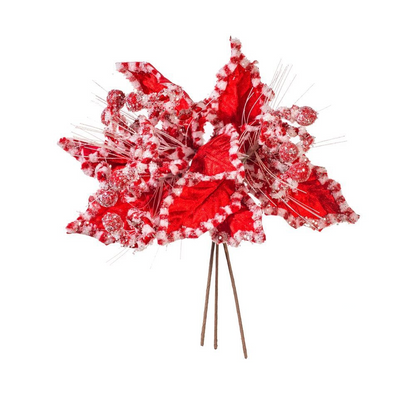 20" Red/White Holly Leaf Curly Spray - Set of 3 — view 3