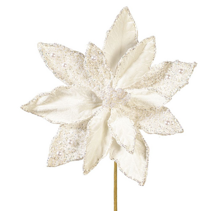 17" Velvet Stem 11" Flower - Set of 2 - White — view 2