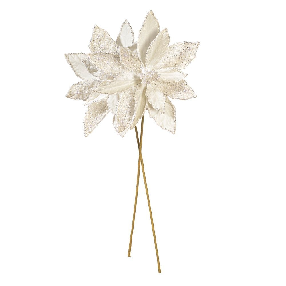 17" Velvet Stem 11" Flower - Set of 2 - White — view 3