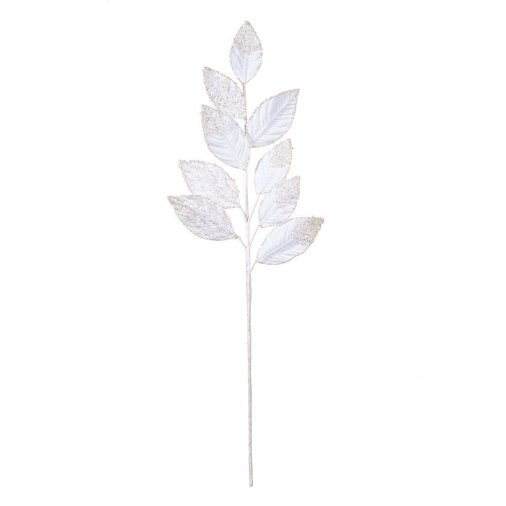 32" Velvet Pearl Leaf Spray - Set of 2 - White — view 1