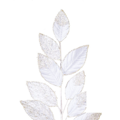32" Velvet Pearl Leaf Spray - Set of 2 - White — view 2