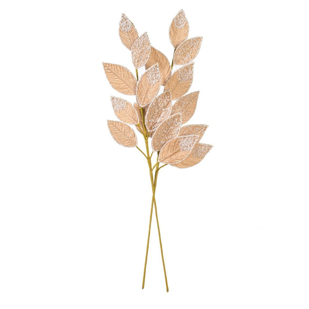 32" Velvet Pearl Leaf Spray - Set of 2 - Champagne — view 3