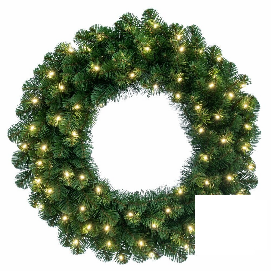 30" Warm White Deluxe Sequoia Fir Wreath 30"- Warm White
