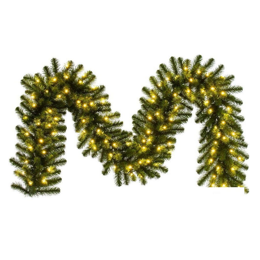 9' x 14" Warm White Dense Forest Pine Garland 9'- 14"- Warm White