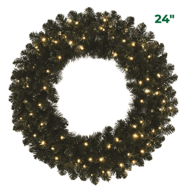 24" Oregon Wreath - Warm White (Battery Operated)