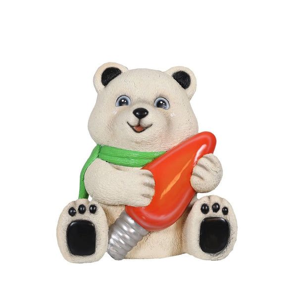 Baby Polar Bear Holding Light Bulb Resin Display