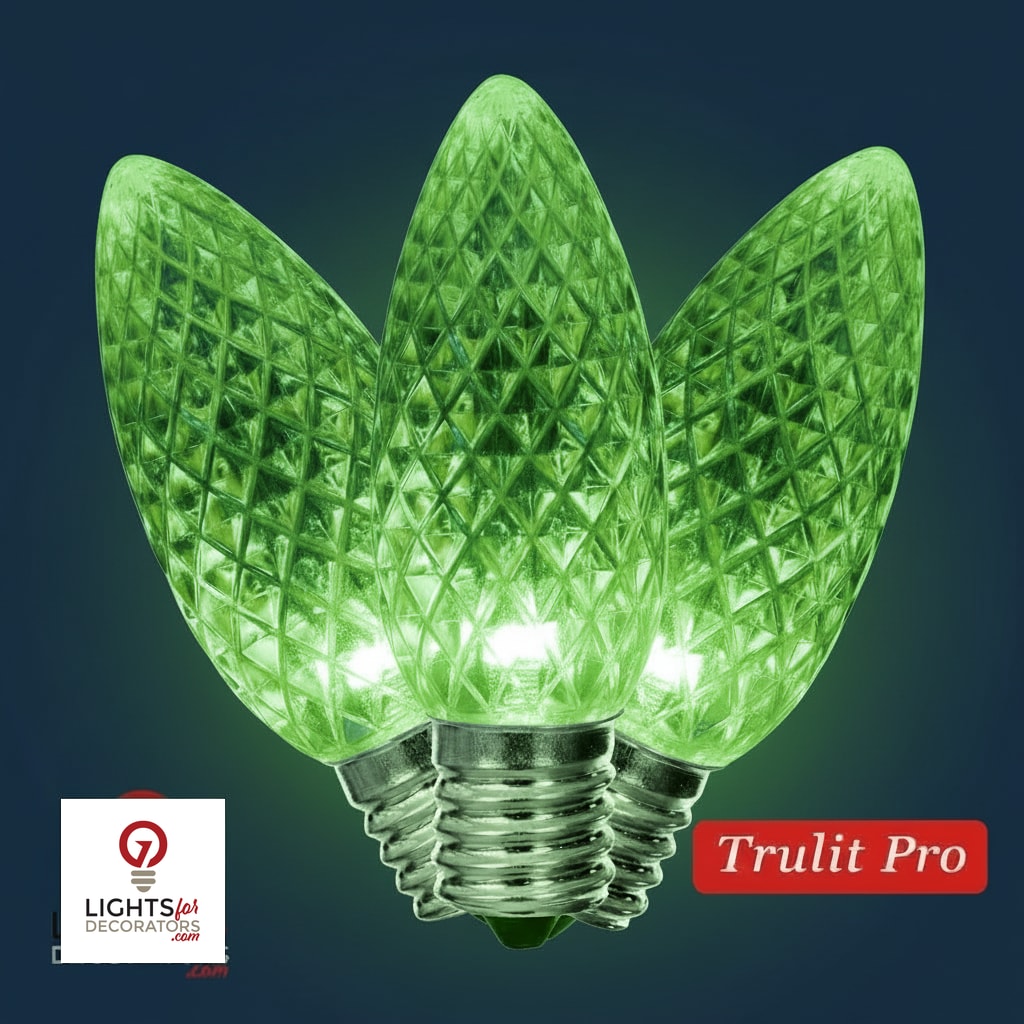 Green LED C9 - TruLit Pro Faceted Bulb - Steady Green