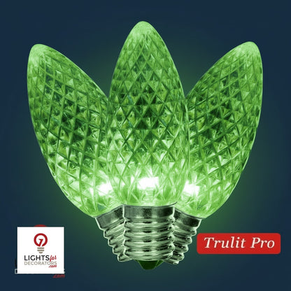 Green LED C9 - TruLit Pro Faceted Bulb - Steady Green