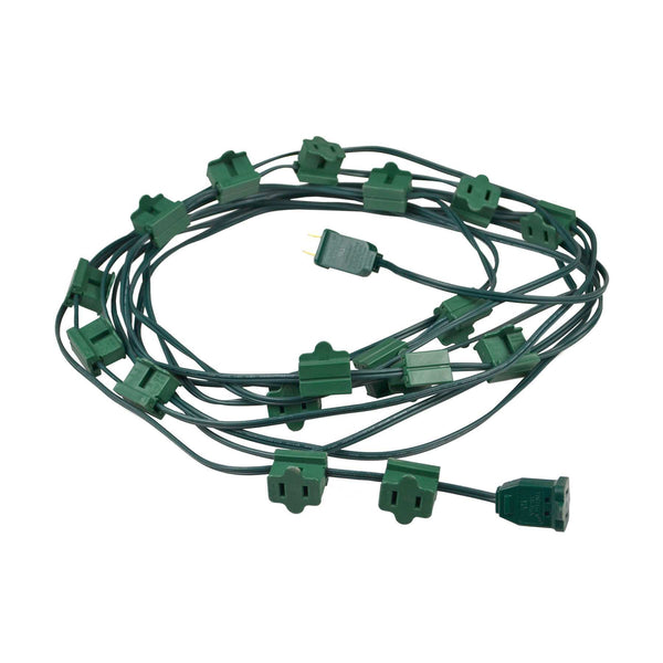 25' Green Cord with 3 inline plugs every 4'