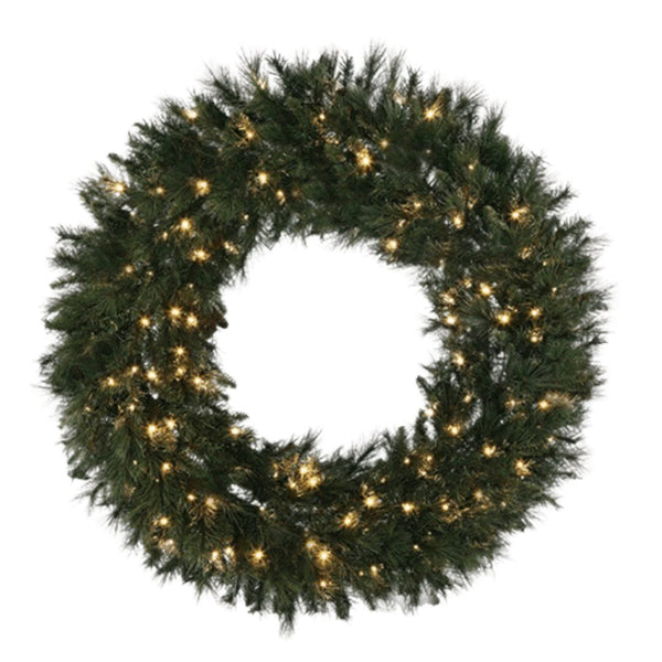 48" Mixed Pine Wreath - Warm White Wreath