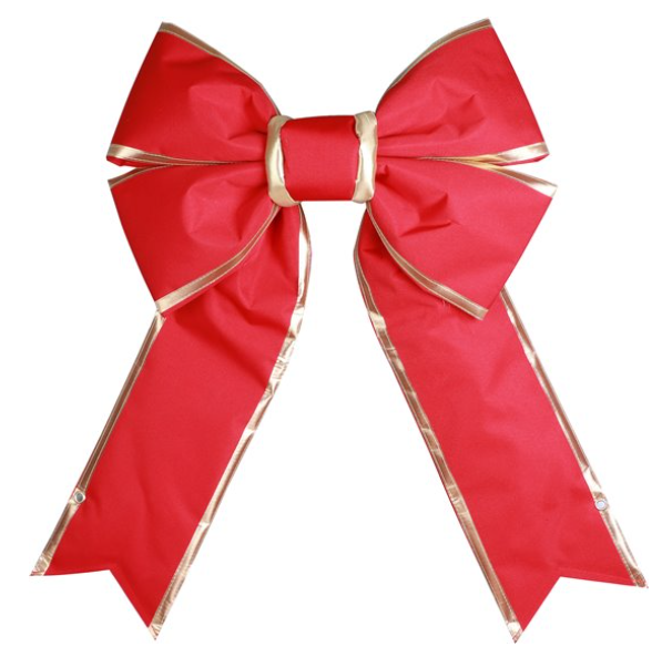 48" red canvas bow with gold trim