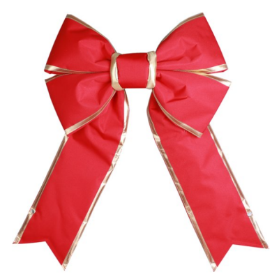 15" Red Canvas Bow with Gold Trim