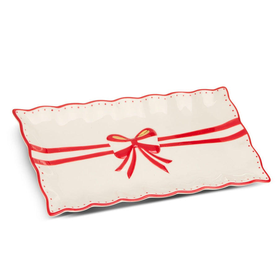 13.5" Red Bow Rectangle Plate