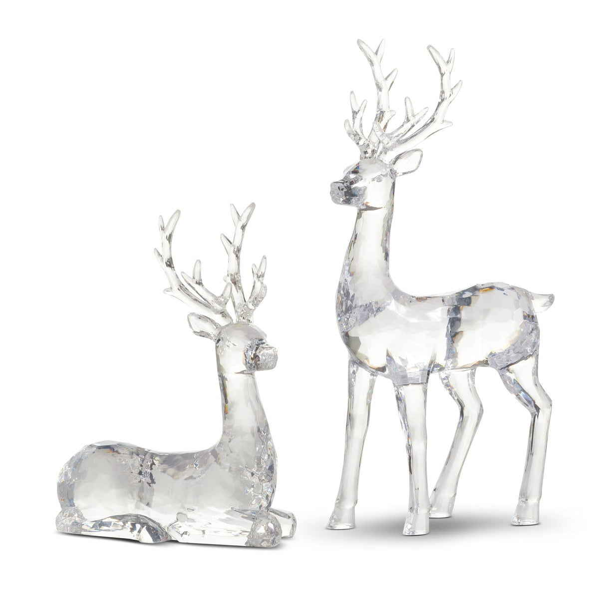 13.25" Clear Sculpted Acrylic Deer – Set of 2