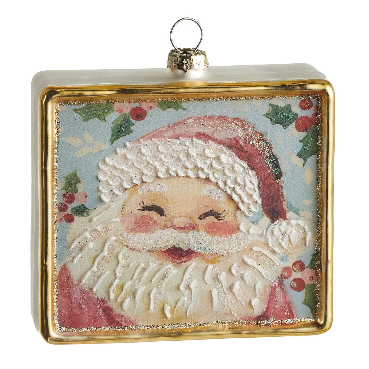 4" Jolly St. Nick Square Ornament