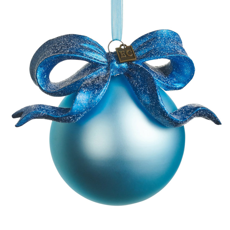 5.5" Blue Ribbon Ball Ornament