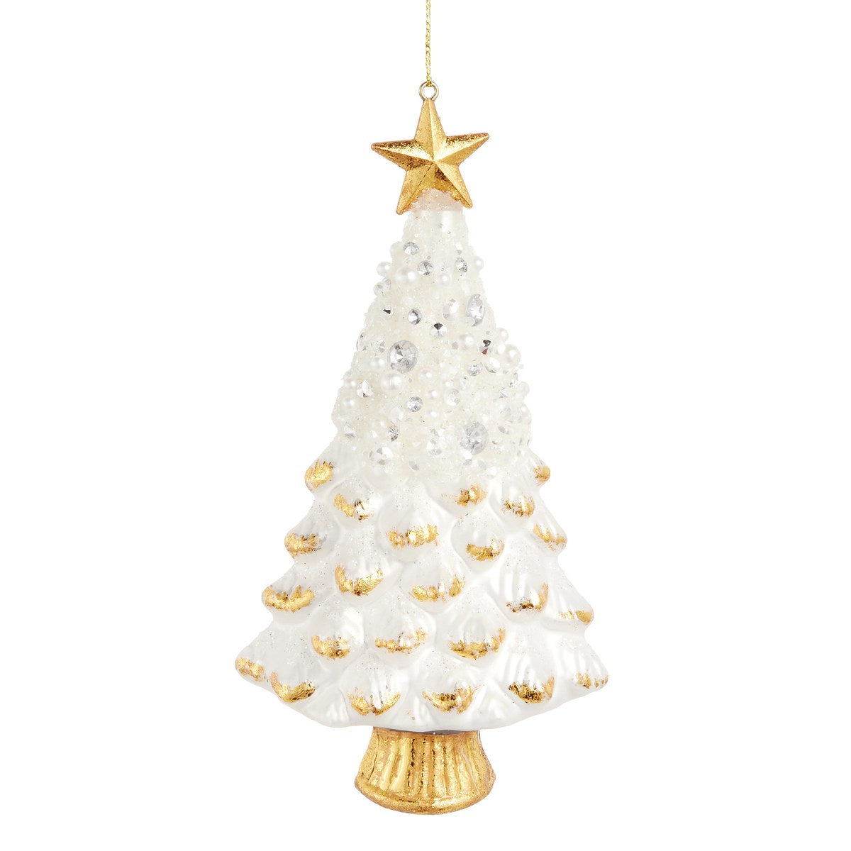 6.5" White Jeweled Tree Ornament