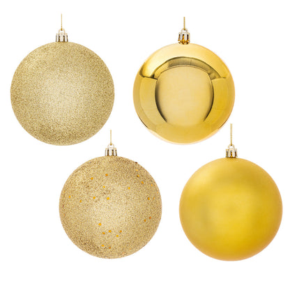 4" 4-Finish Shatterproof Ball Ornament Set - Gold Gold – Bag of 6 — view 3