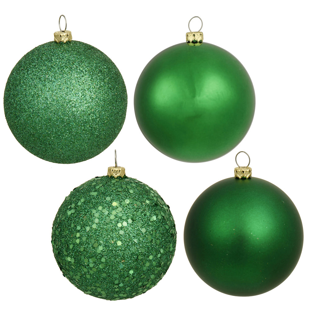 4" 4-Finish Shatterproof Ball Ornament Set - Green Green – Bag of 4 — view 2