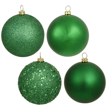 4" 4-Finish Shatterproof Ball Ornament Set - Green Green – Bag of 4 — view 2