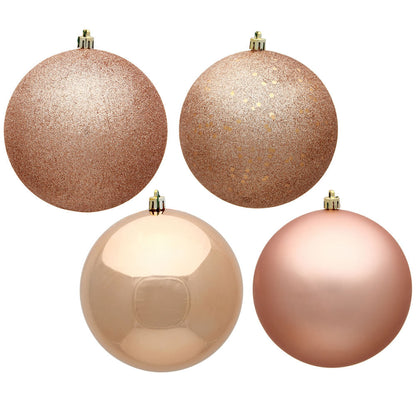 4" 4-Finish Shatterproof Ball Ornament Set - Rose Gold Rose Gold – Bag of 4 — view 2
