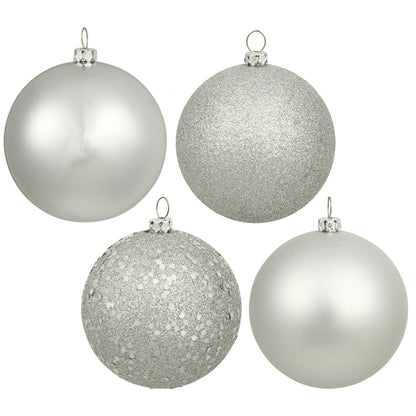 4" 4-Finish Shatterproof Ball Ornament Set - Silver Silver – Bag of 12 — view 2