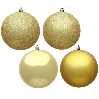 4" 4-Finish Shatterproof Ball Ornament Set - Gold - Set of 4 Gold – Bag of 4 — view 2