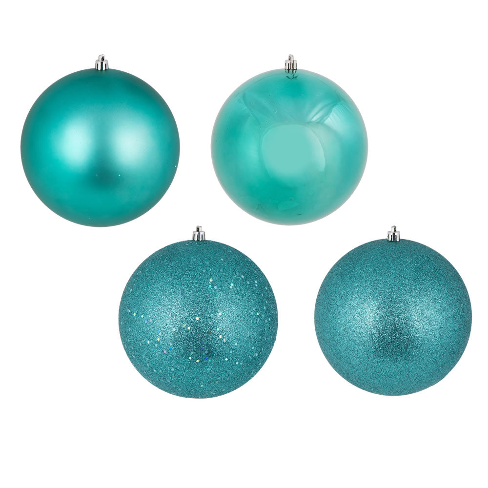 10" - 4 Finish Shatterproof Ornaments with Drilled and Loop Cap -  Set of 4
