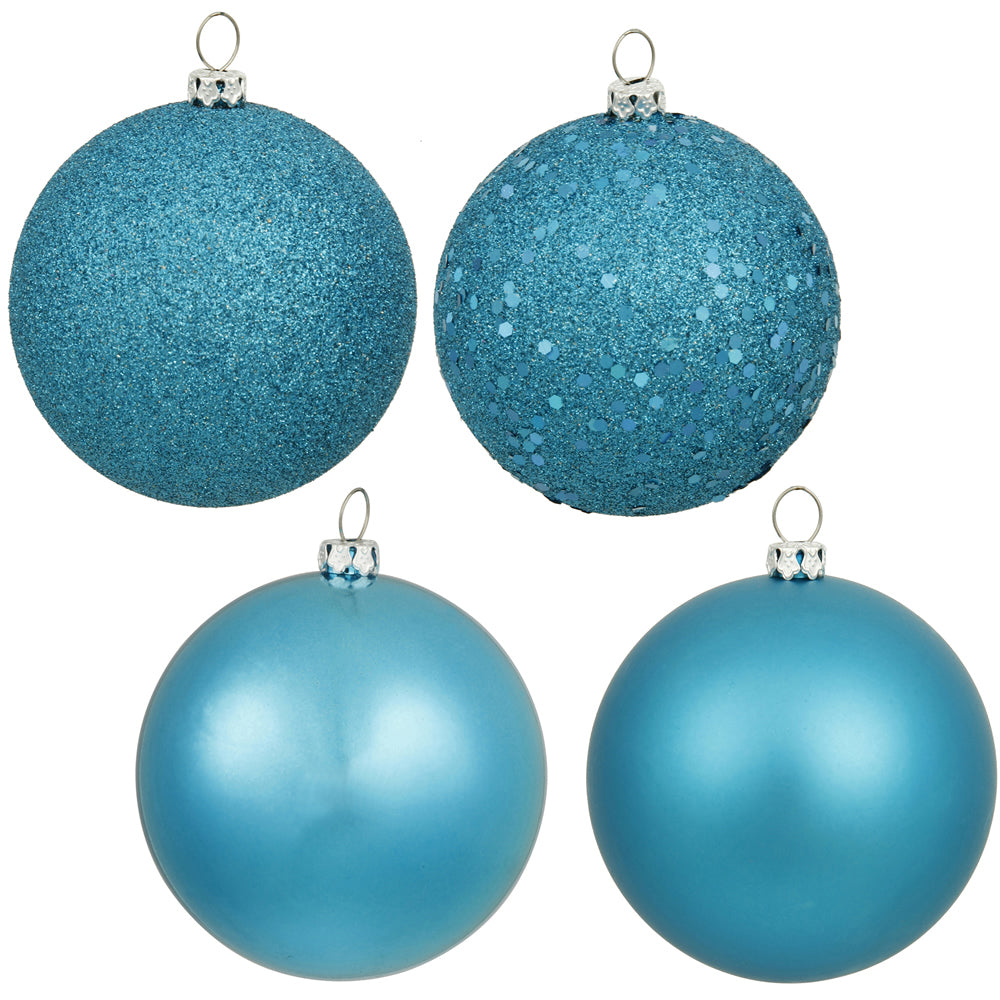 10" - 4 Finish Shatterproof Ornaments with Drilled and Loop Cap -  Set of 4