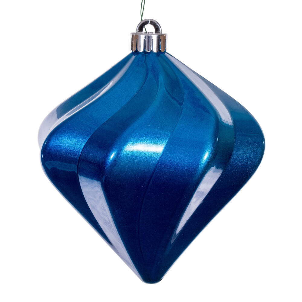 4" Candy Swirl Diamond Ornament - Blue - UV Treated - Set of 3 Blue — view 2