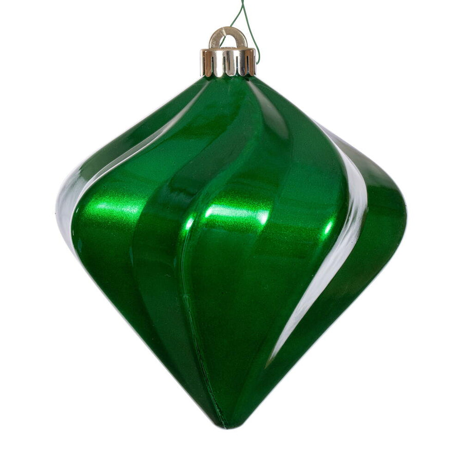 6" Candy Swirl Diamond Ornament - Green - UV Treated - Set of 3 Green
