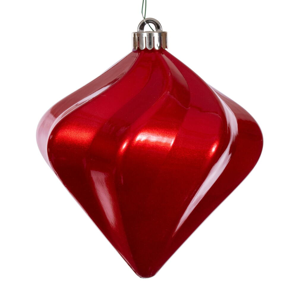 4" Candy Swirl Diamond Ornament - Red - UV Treated - Set of 3 Red — view 2