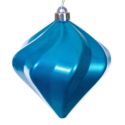 4" Candy Swirl Diamond Ornament - Turquoise - UV Treated - Set of 3 Turquoise — view 2