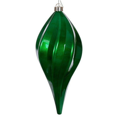 4" Candy Swirl Drop Ornament - Green - UV Treated Green- 8" — view 2