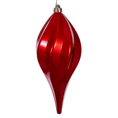 4" Candy Swirl Drop Ornament - Red - UV Treated Red- 8" — view 2