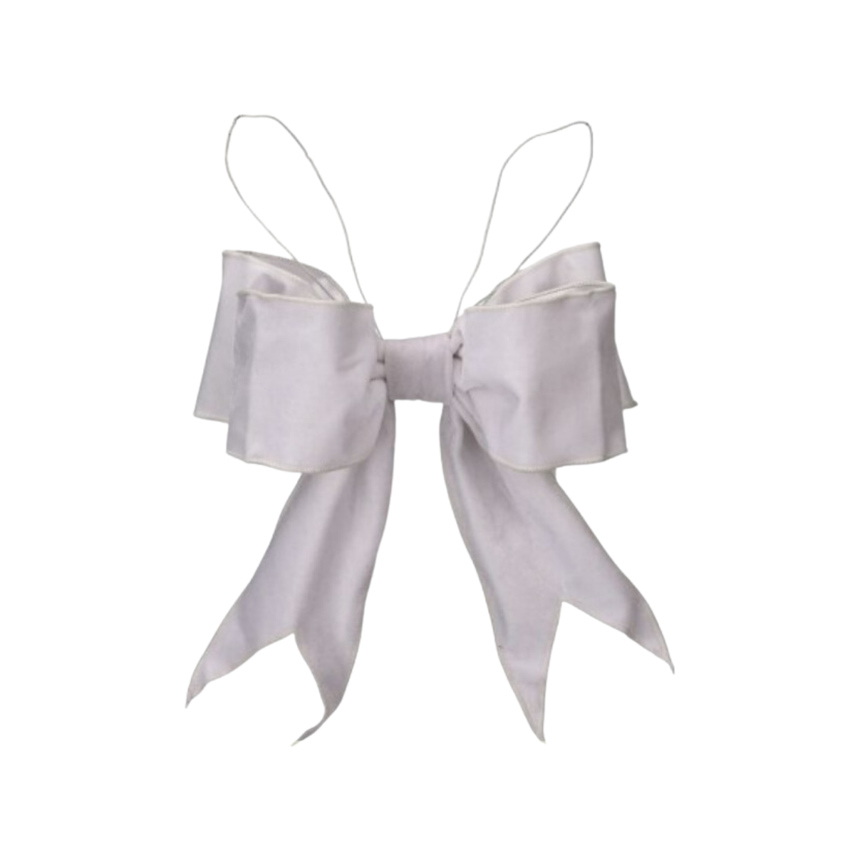12" Velvet Premade Bow - White White- 4" X 12" — view 1