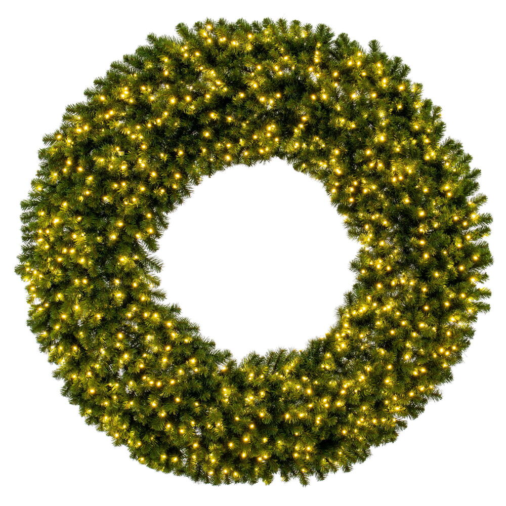 44" Warm White Dense Forest Pine Wreath 48"- Warm White — view 1