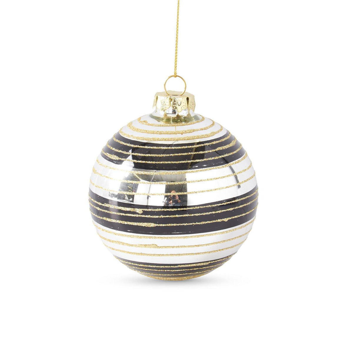 Assorted Mirrored Black & Gold Glittered Ornaments (set of 3) — view 3