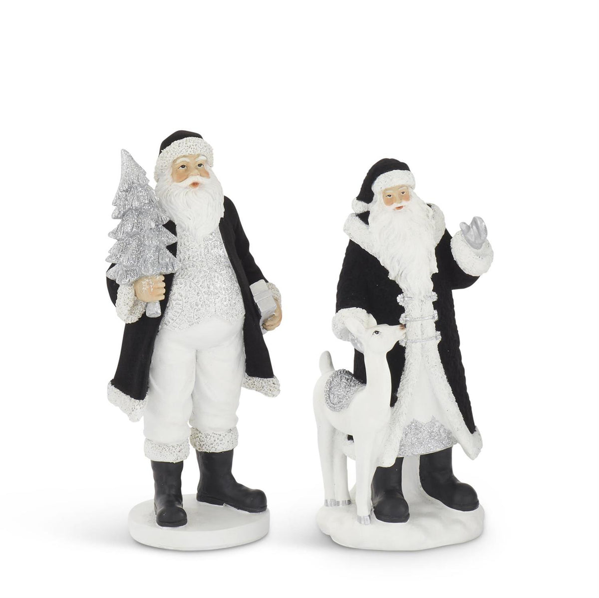 Assorted Black Velvet Resin Santas (Set of 2)
