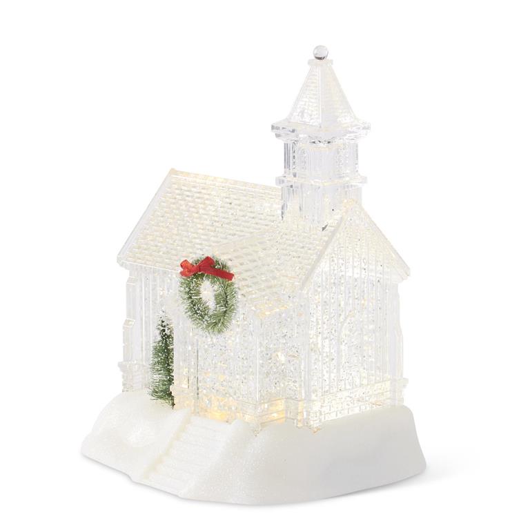 9 Inch Clear Acrylic Water Spinning LED Church