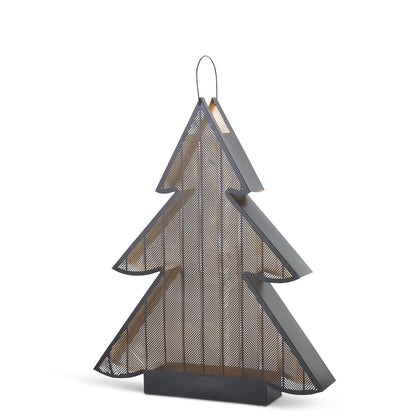 34 Inch Black Metal Christmas Tree Lantern with Gold Interior