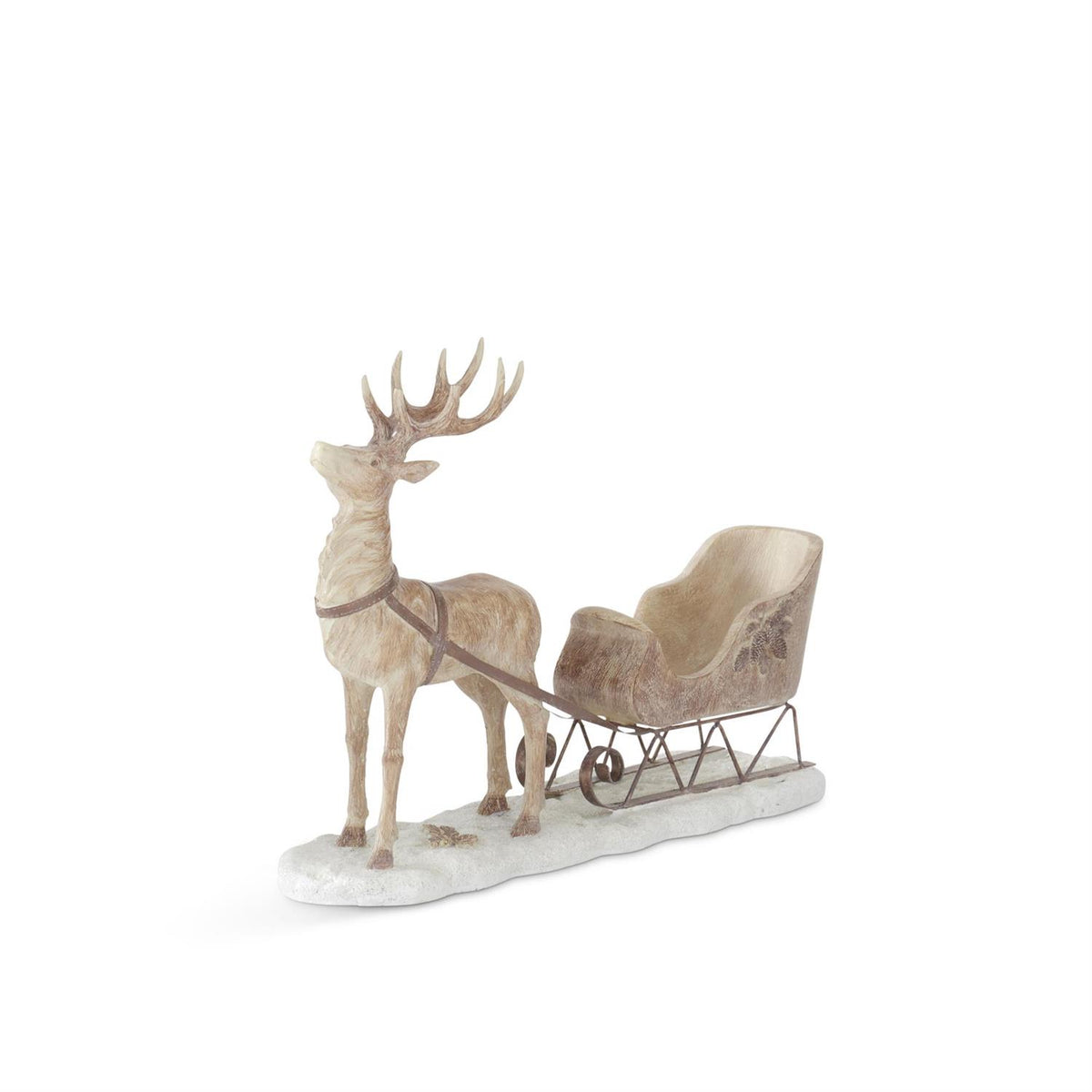 17.5 Inch Resin Reindeer Pulling Sleigh
