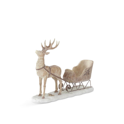 17.5 Inch Resin Reindeer Pulling Sleigh