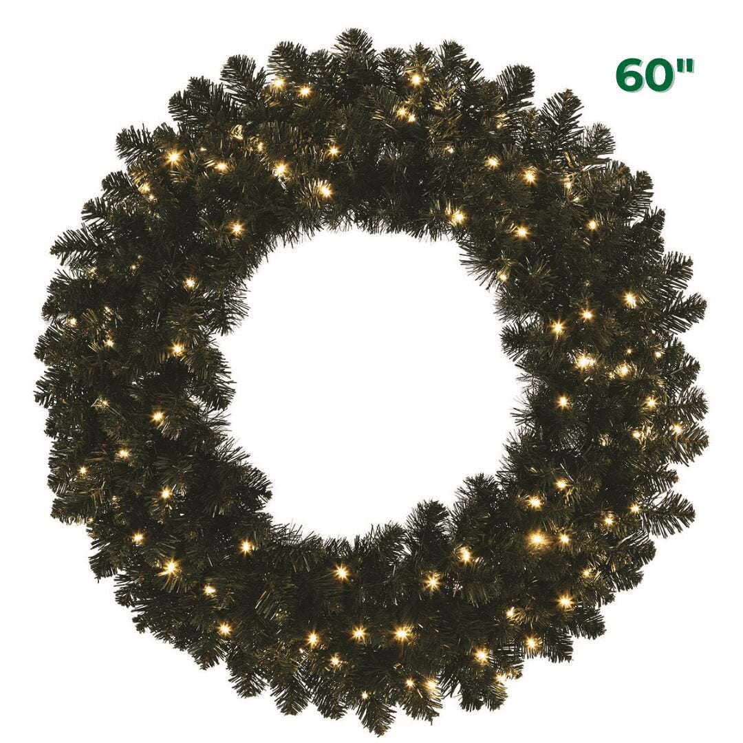 72" Warm White Deluxe Oregon Wreath 72"- Warm White — view 1