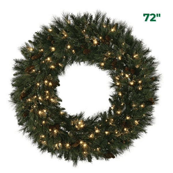 72" Mixed Noble Wreath - Warm White