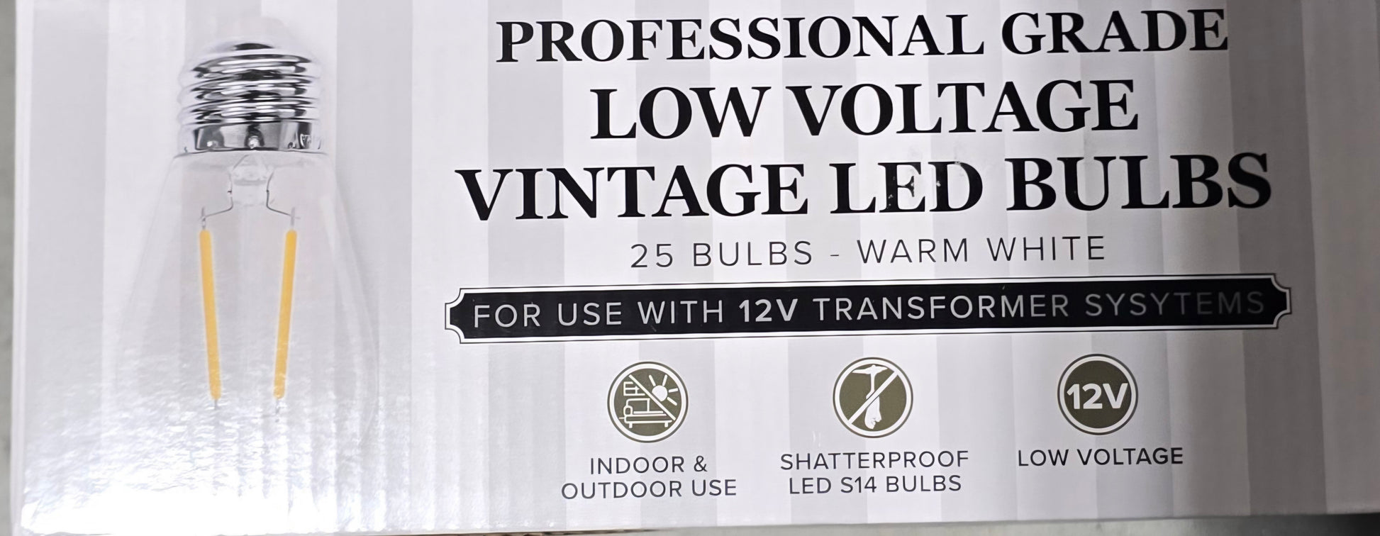 S14 - Double Filament - Warm White - 12V - Low Voltage - 1 Watt (25 Pack)