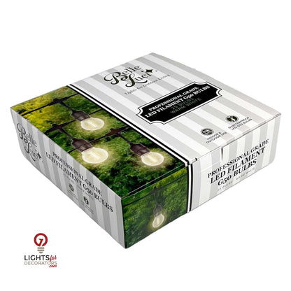 LED Patio Bulb - E26 Base - G50 Filament Bulb - Smooth – Box of 25